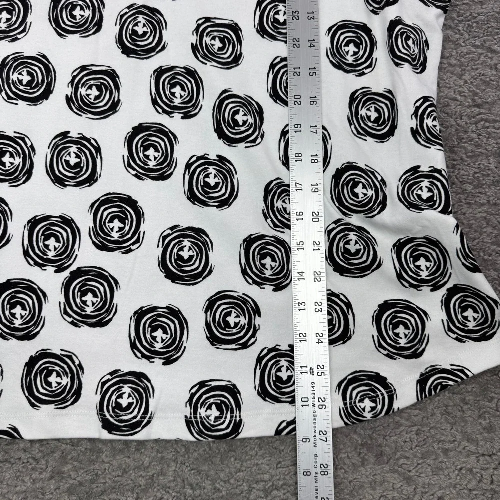 Allison Daley Womens XL Black White Abstract Swirl Keyhole Neck Short Sleeve Top